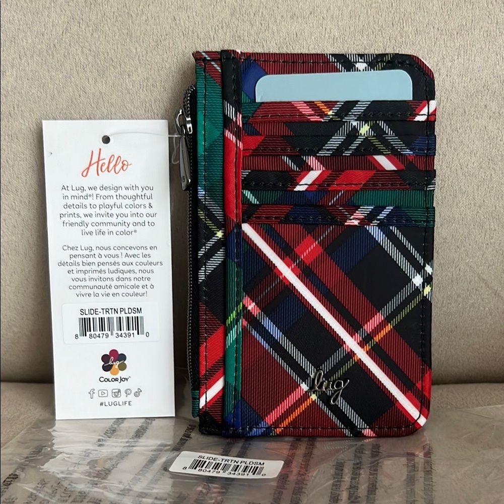 NWT Lug Slide RFID Card Holder in Tartan Plaid